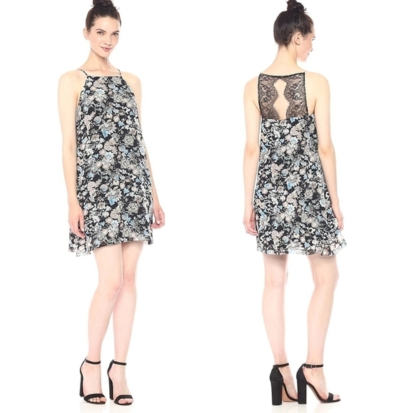 kensie Wild Garden Floral Lace Back Dress - Picture 1 of 13